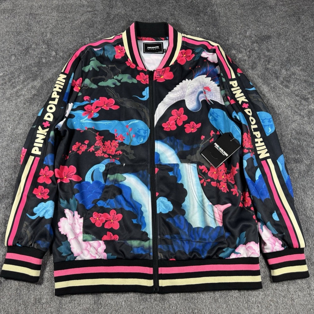 Pink Dolphin Track Jacket Retro Mens Medium Japanese Garden‎ Colorful Streetwear